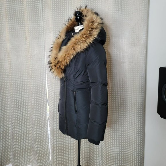 Mackage Black Down Coat with Natural Fur Signature Mackage Collar - Size S - Picture 4 of 16